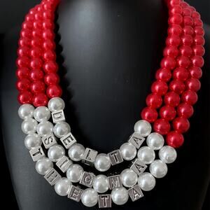 Delta Sigma Theta Necklace Red & White Pearls